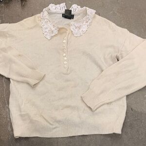 Vintage le chateau wool angora lace Peter Pan collar sweater